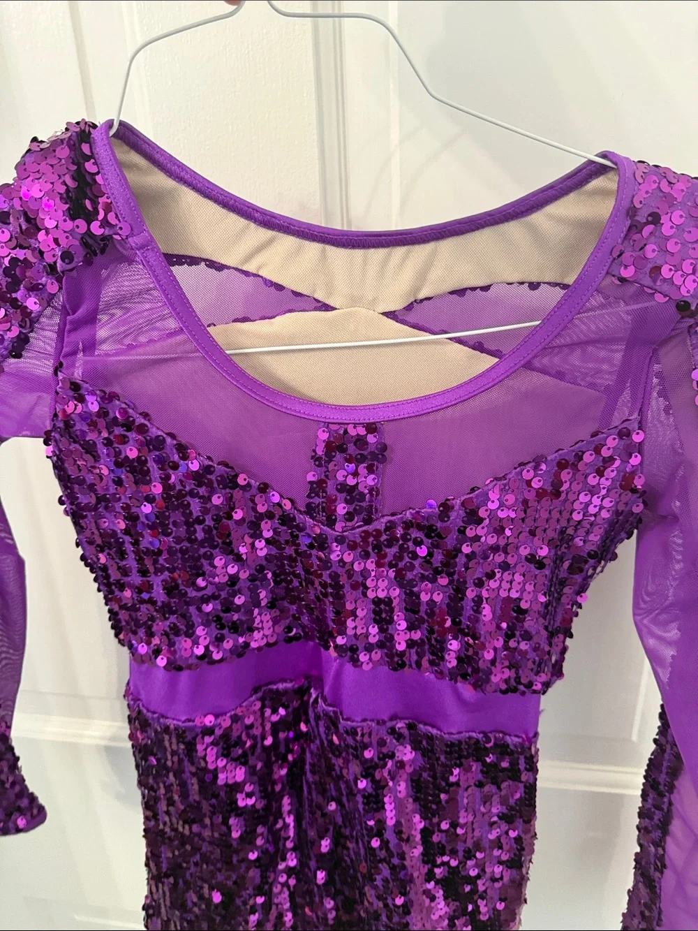 Weissman Purple Sequin Long Sleeve Dance Costume